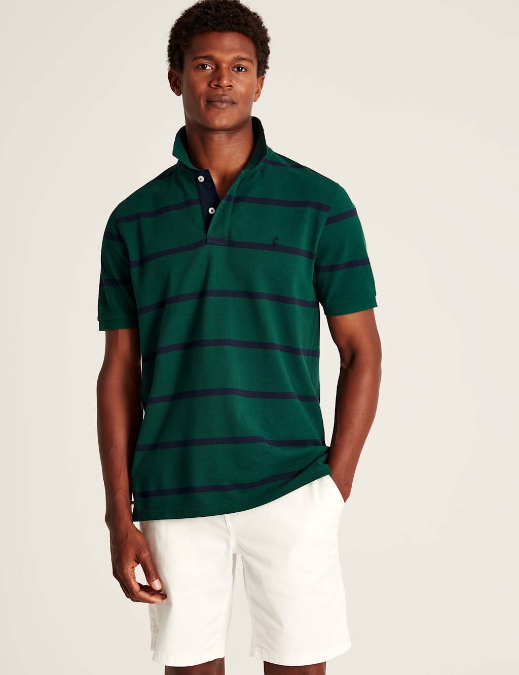 Pure Cotton Pique Striped Polo Shirt 1 of 5