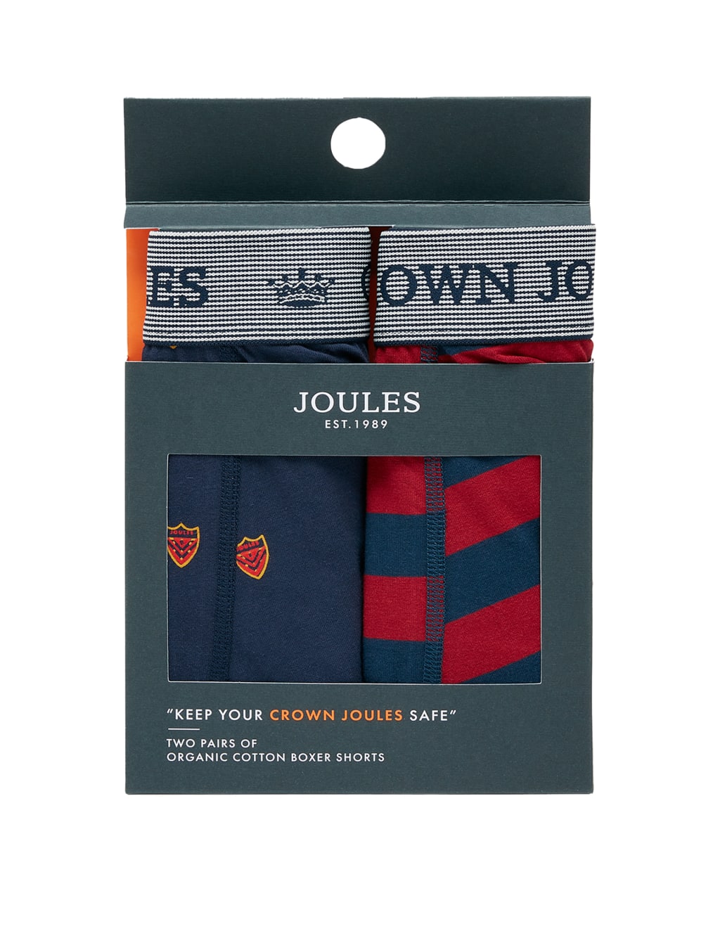 2pk Cotton Rich Crest & Striped Boxers 1 of 4