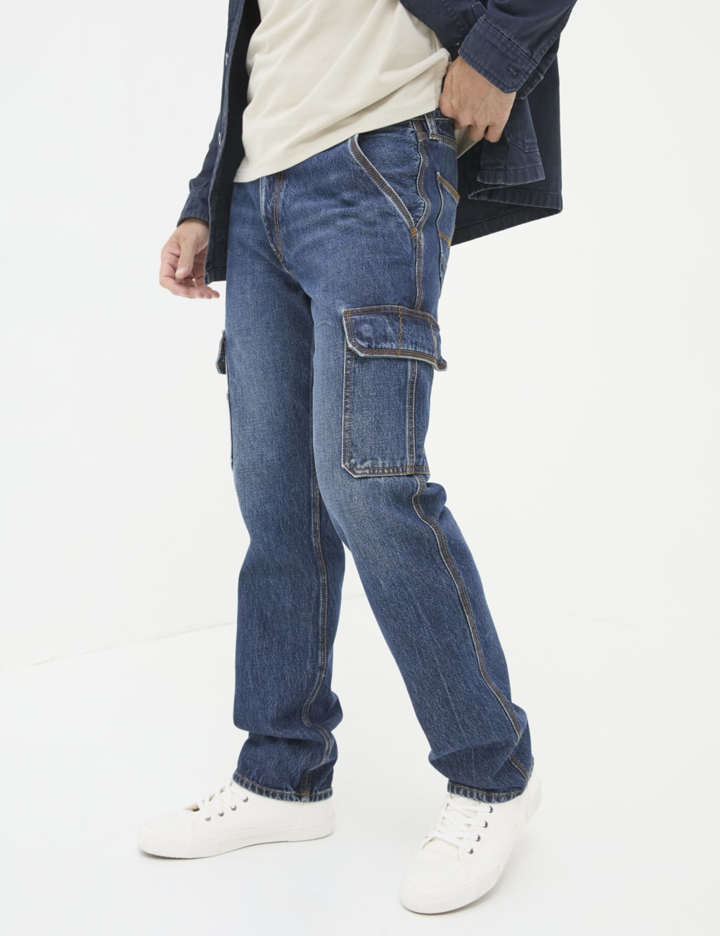 Pure Cotton Denim Straight Fit Cargo Jeans 4 of 5