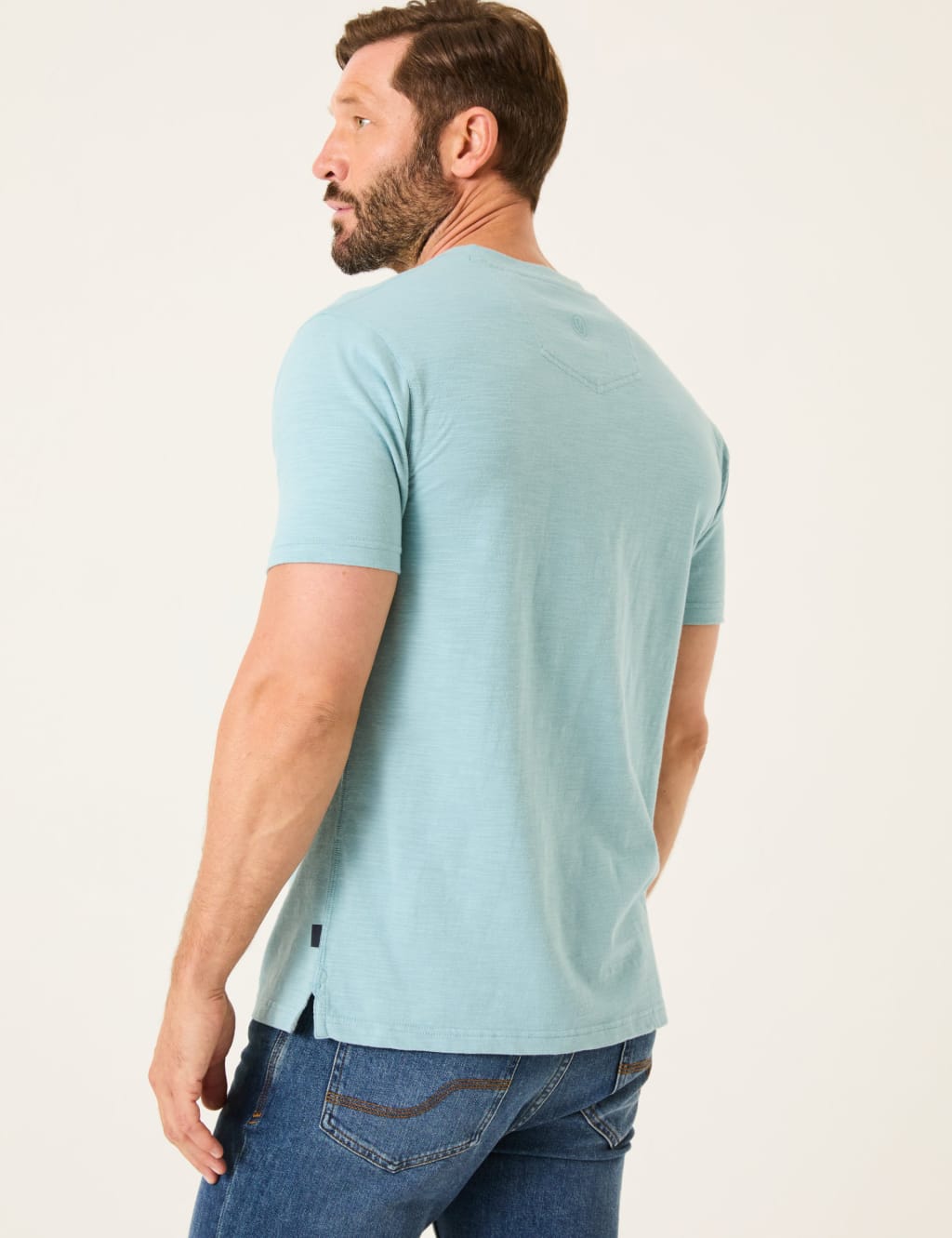 Pure Cotton Crew Neck Henley T-Shirt 3 of 5