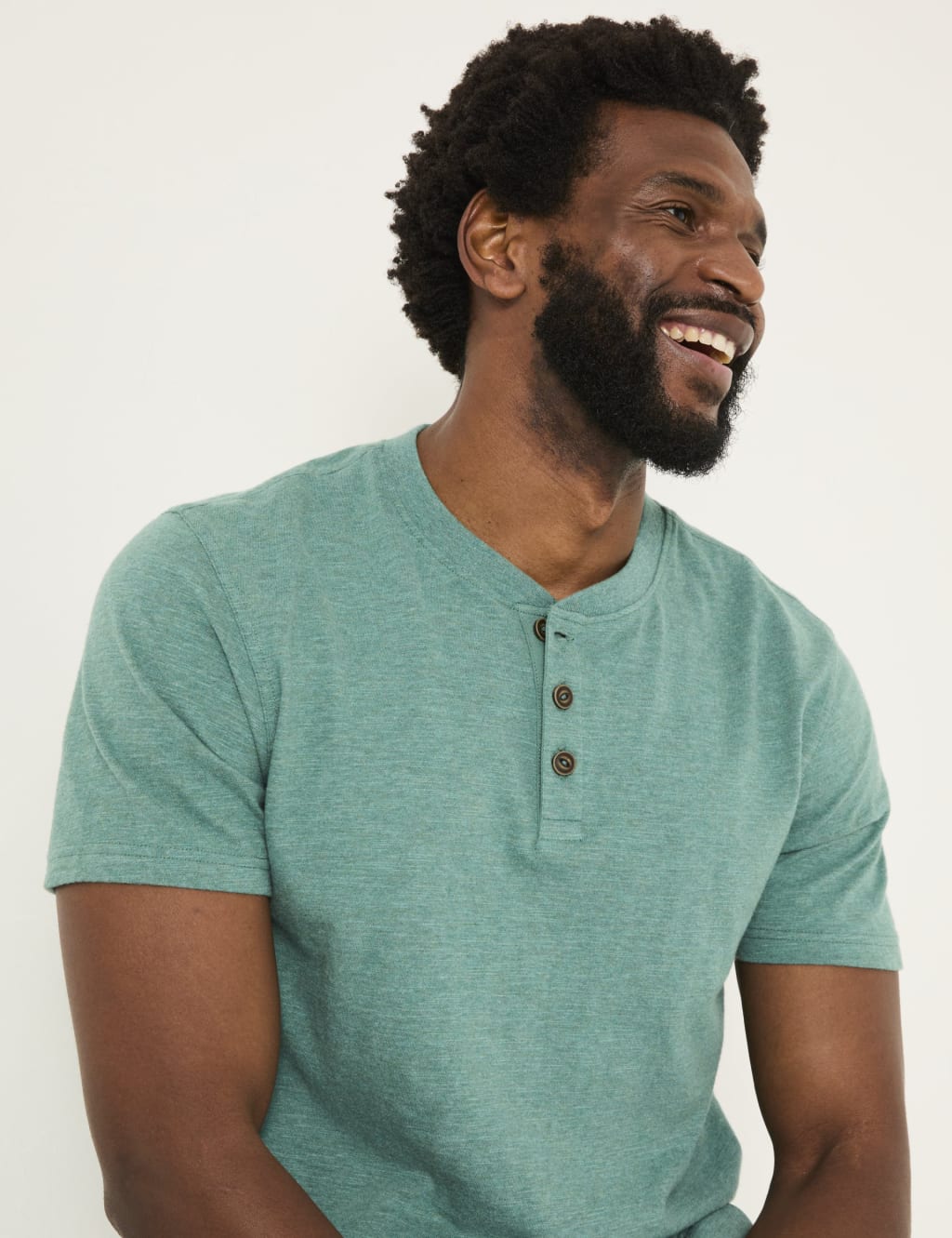 Pure Cotton Crew Neck Henley T-Shirt 4 of 6