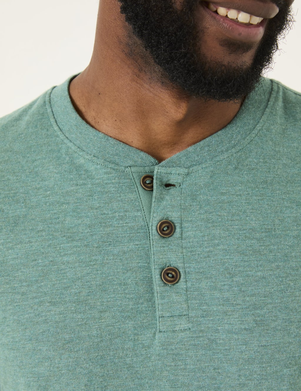 Pure Cotton Crew Neck Henley T-Shirt 5 of 6