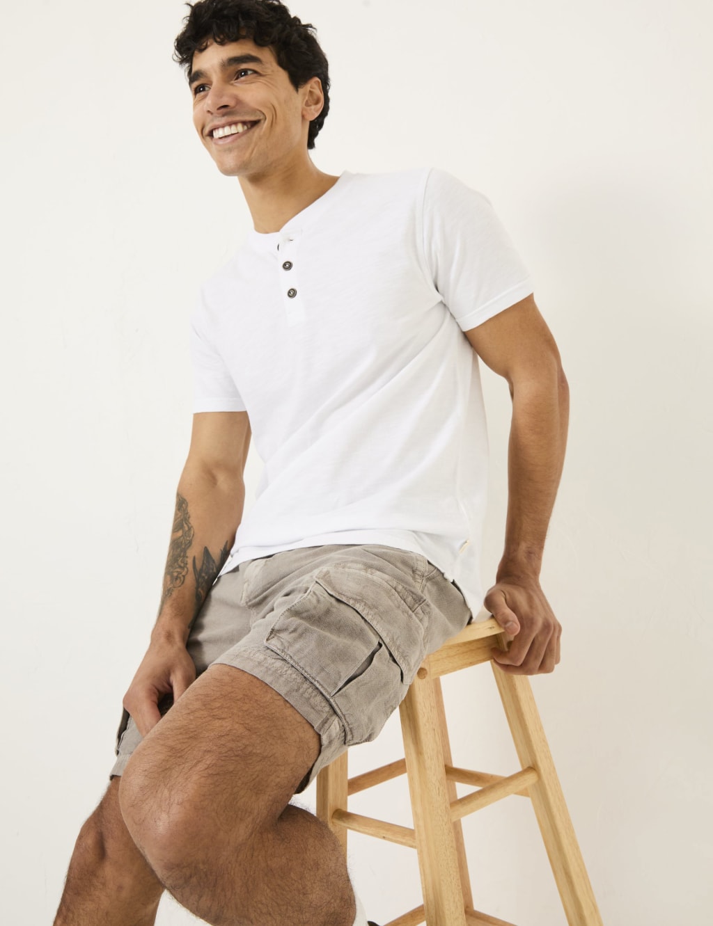 Pure Cotton Crew Neck Henley T-Shirt 5 of 5