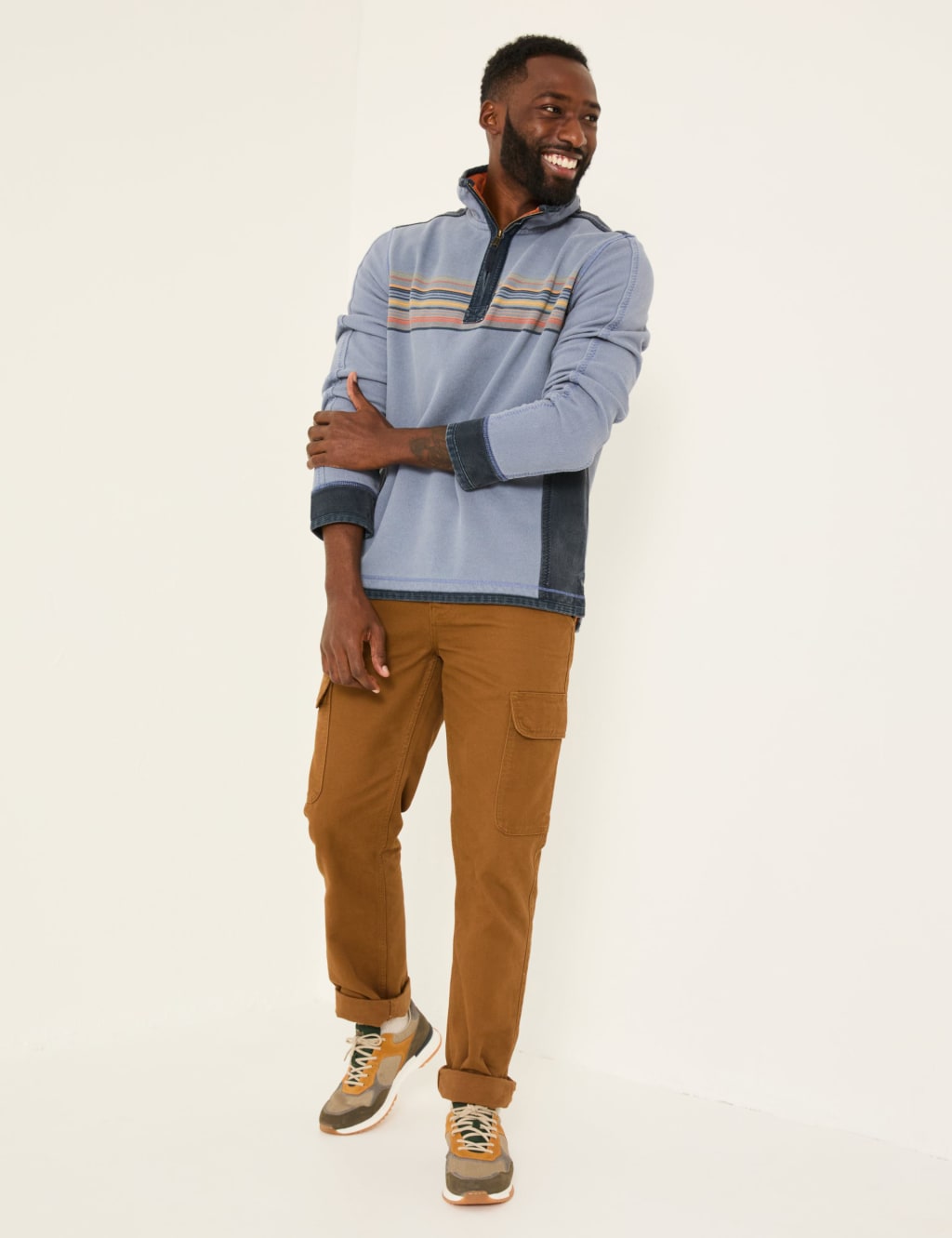 Pure Cotton Striped Half-Zip Sweatshirt 3 of 5