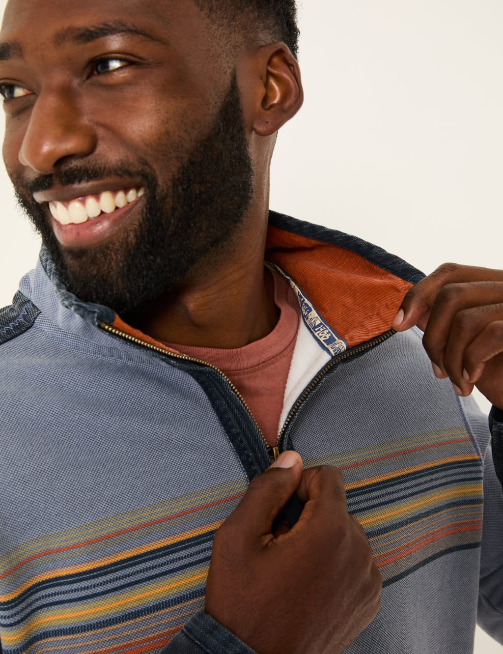 Pure Cotton Striped Half-Zip Sweatshirt 5 of 5