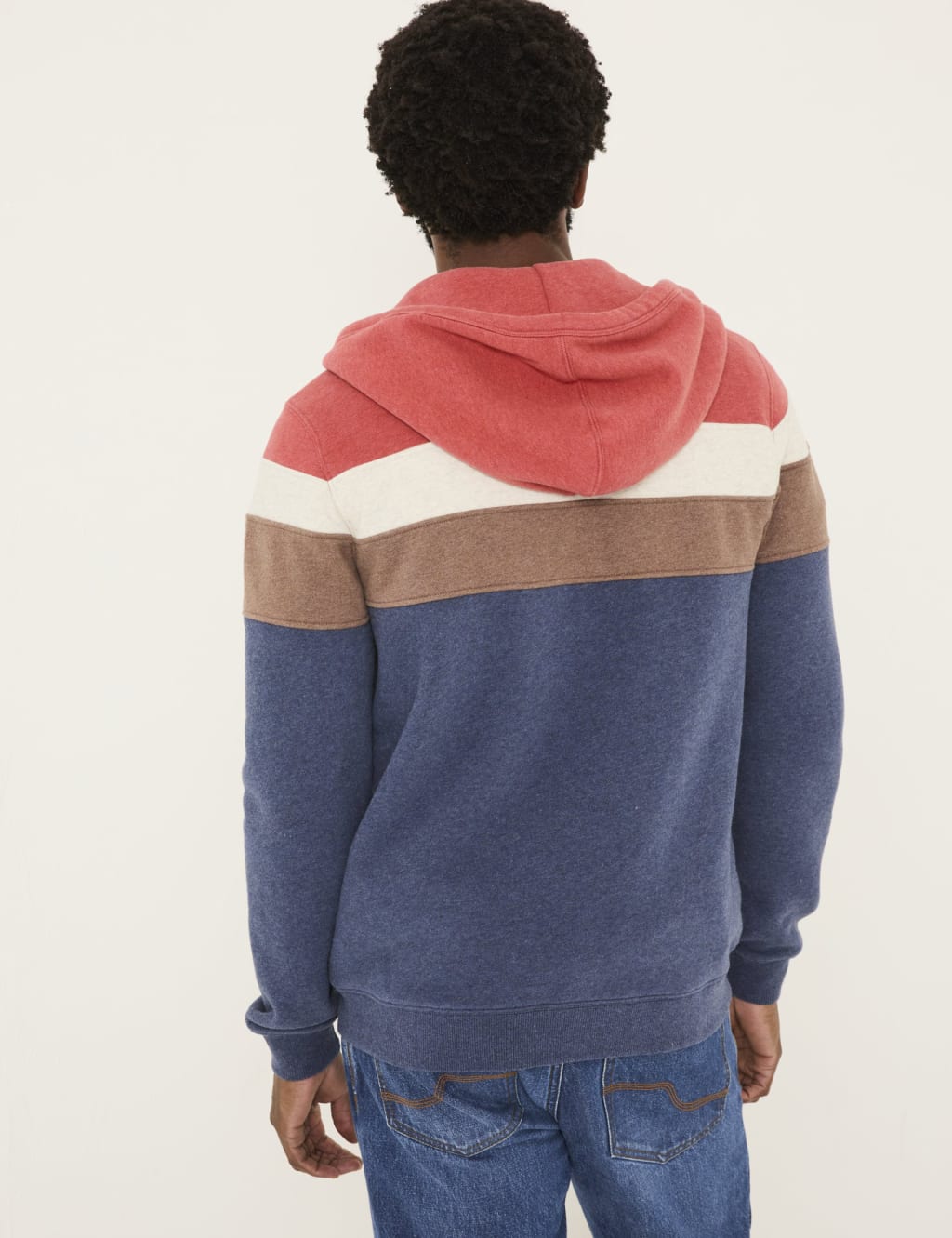 Pure Cotton Colour Block Zip Up Hoodie 3 of 5