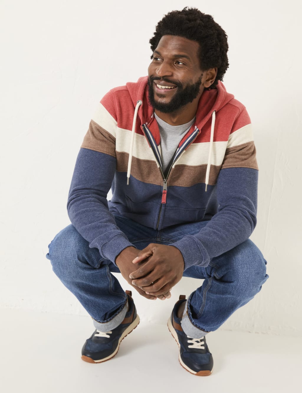 Pure Cotton Colour Block Zip Up Hoodie 5 of 5