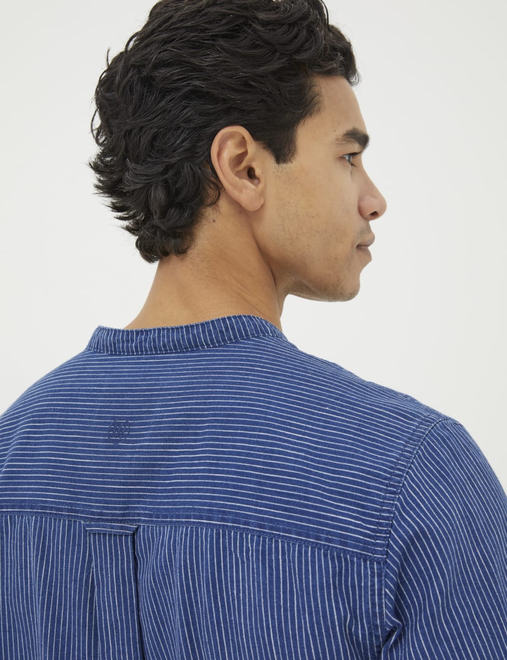 Pure Cotton Striped Grandad Collar Shirt 5 of 5