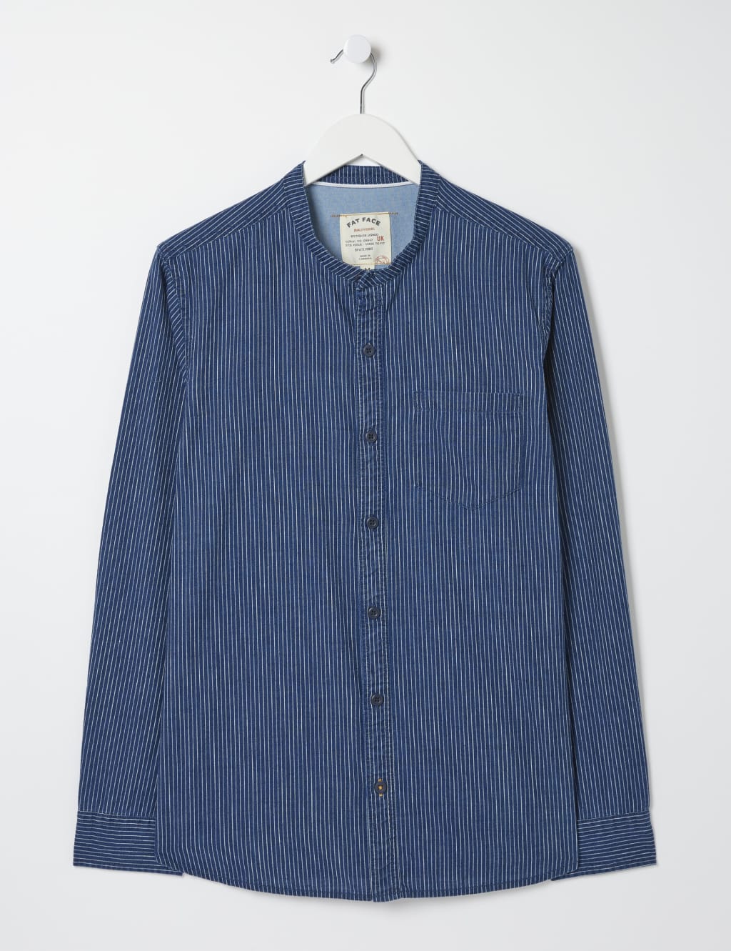 Pure Cotton Striped Grandad Collar Shirt 2 of 5