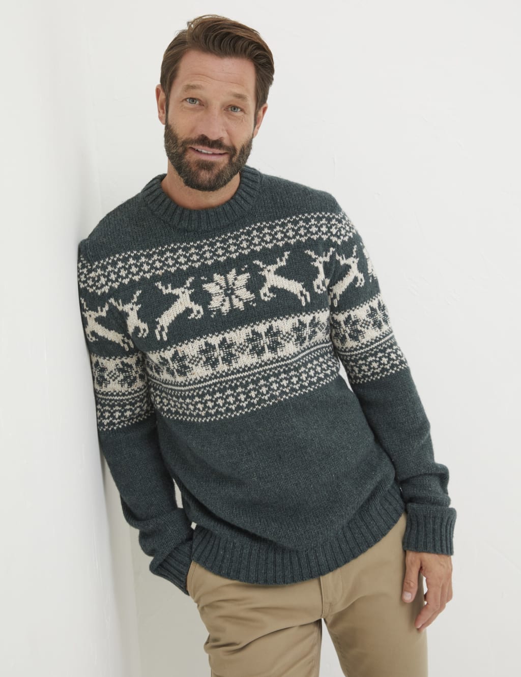 Wool Blend Fair Isle Crew Neck Jumper FatFace M S