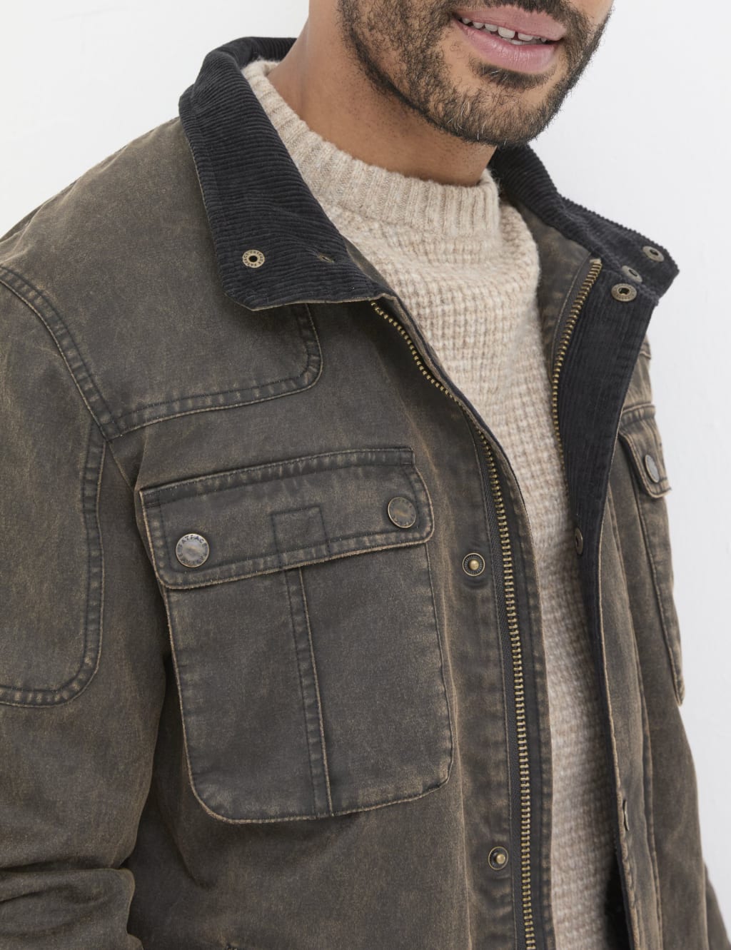 Cotton Rich Funnel Neck Biker Jacket