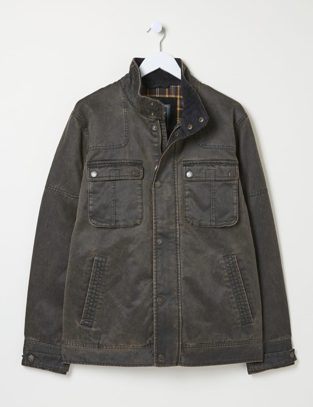 M&s washed cotton blend biker jacket store