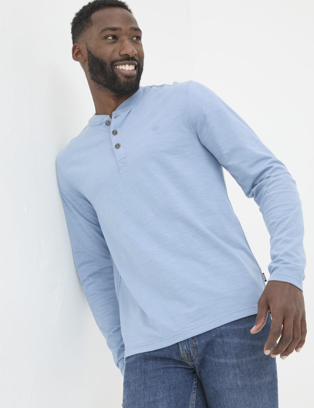 Pure Cotton Henley Long Sleeve Top 1 of 5