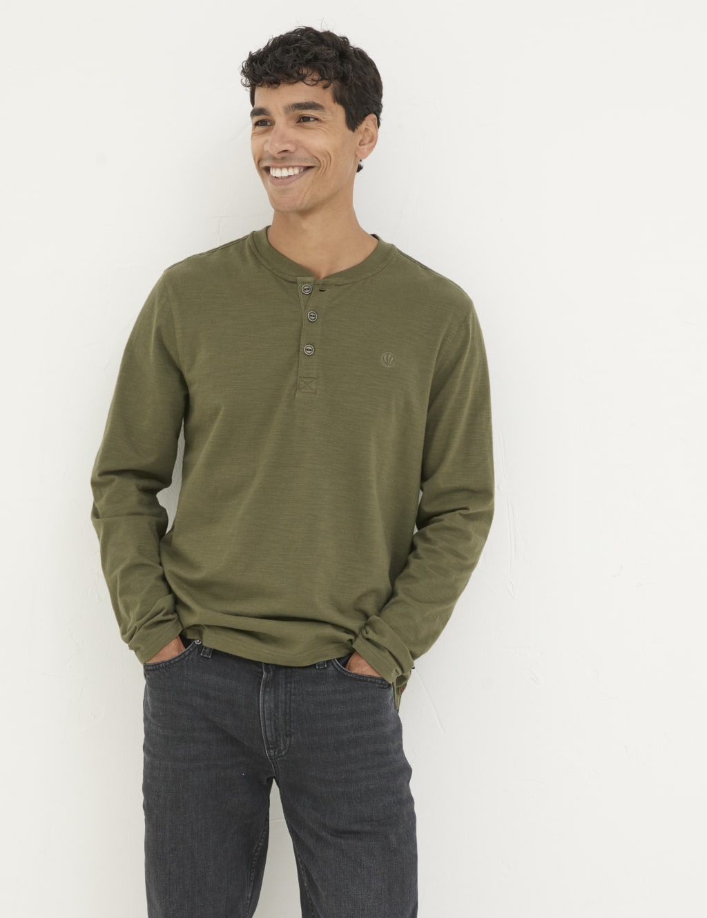 Pure Cotton Henley Long Sleeve Top 1 of 4