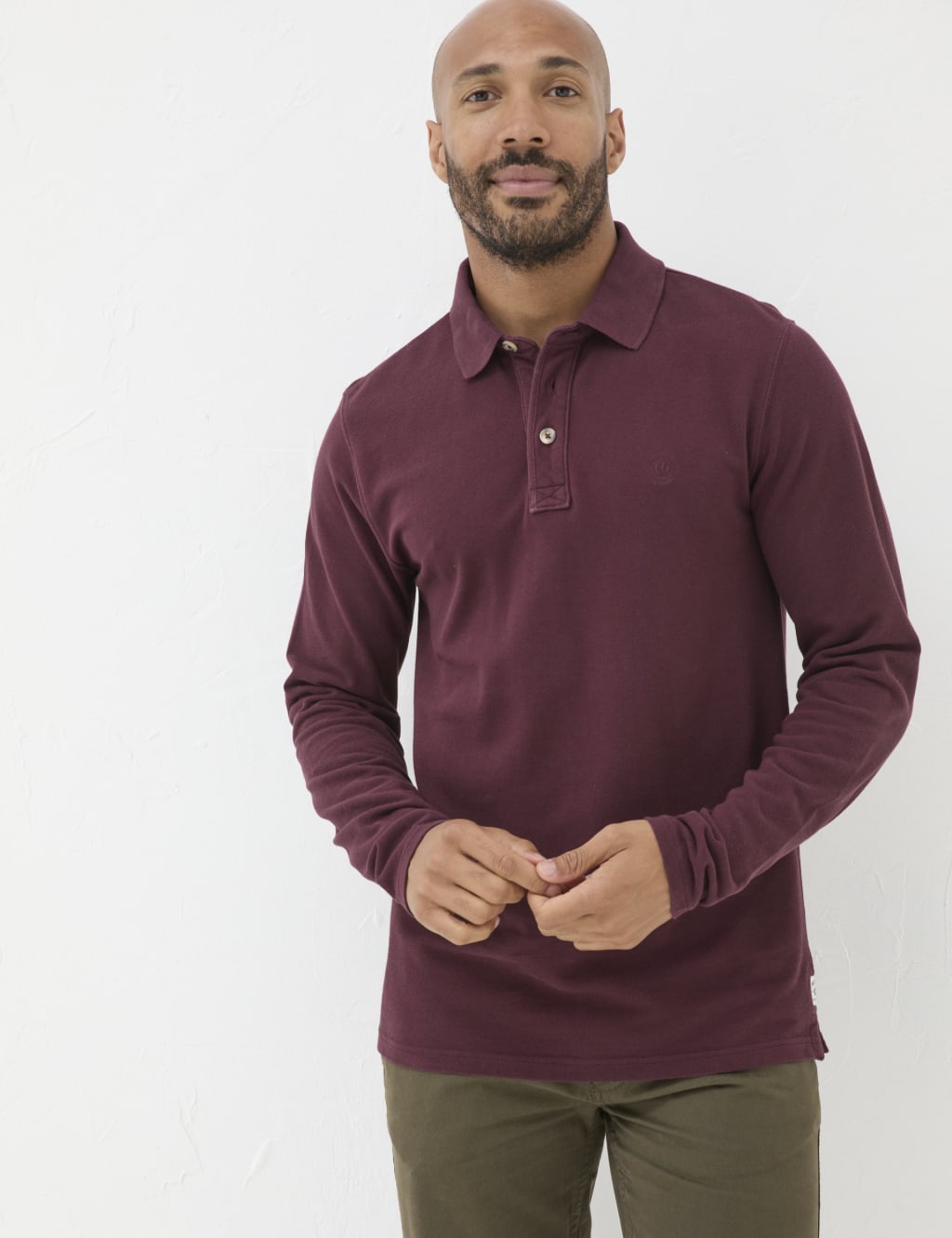 Pure Cotton Pique Long Sleeve Polo Shirt