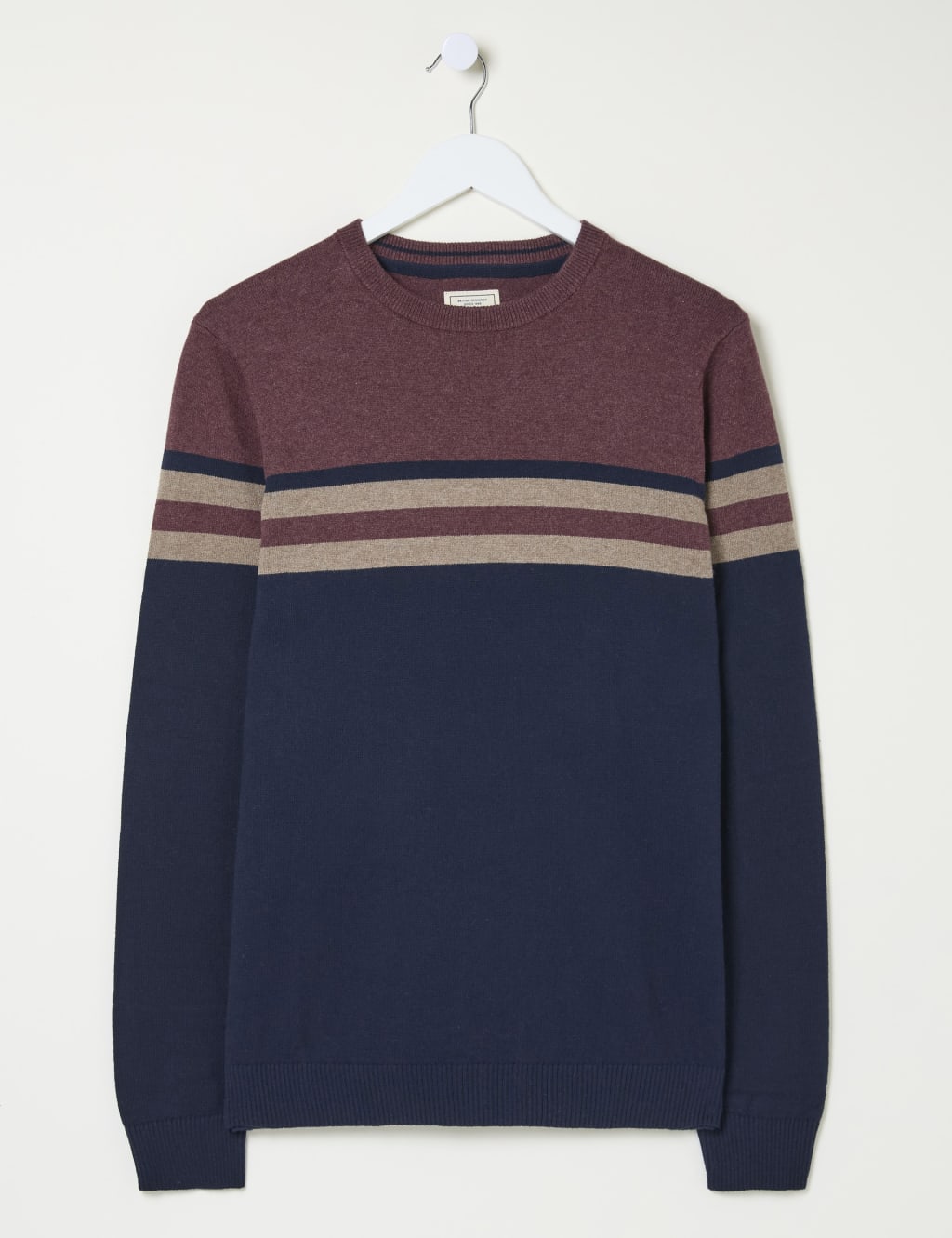 Cotton Rich Colour Block Crew Neck Jumper FatFace M S