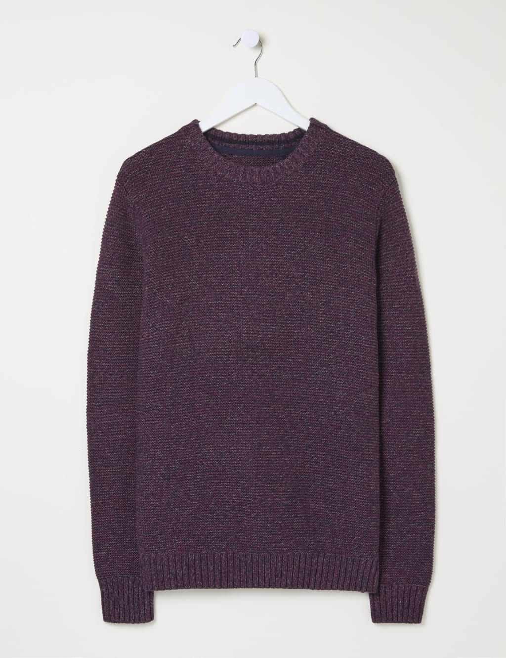 Cotton crewneck sweater in garter stitch top