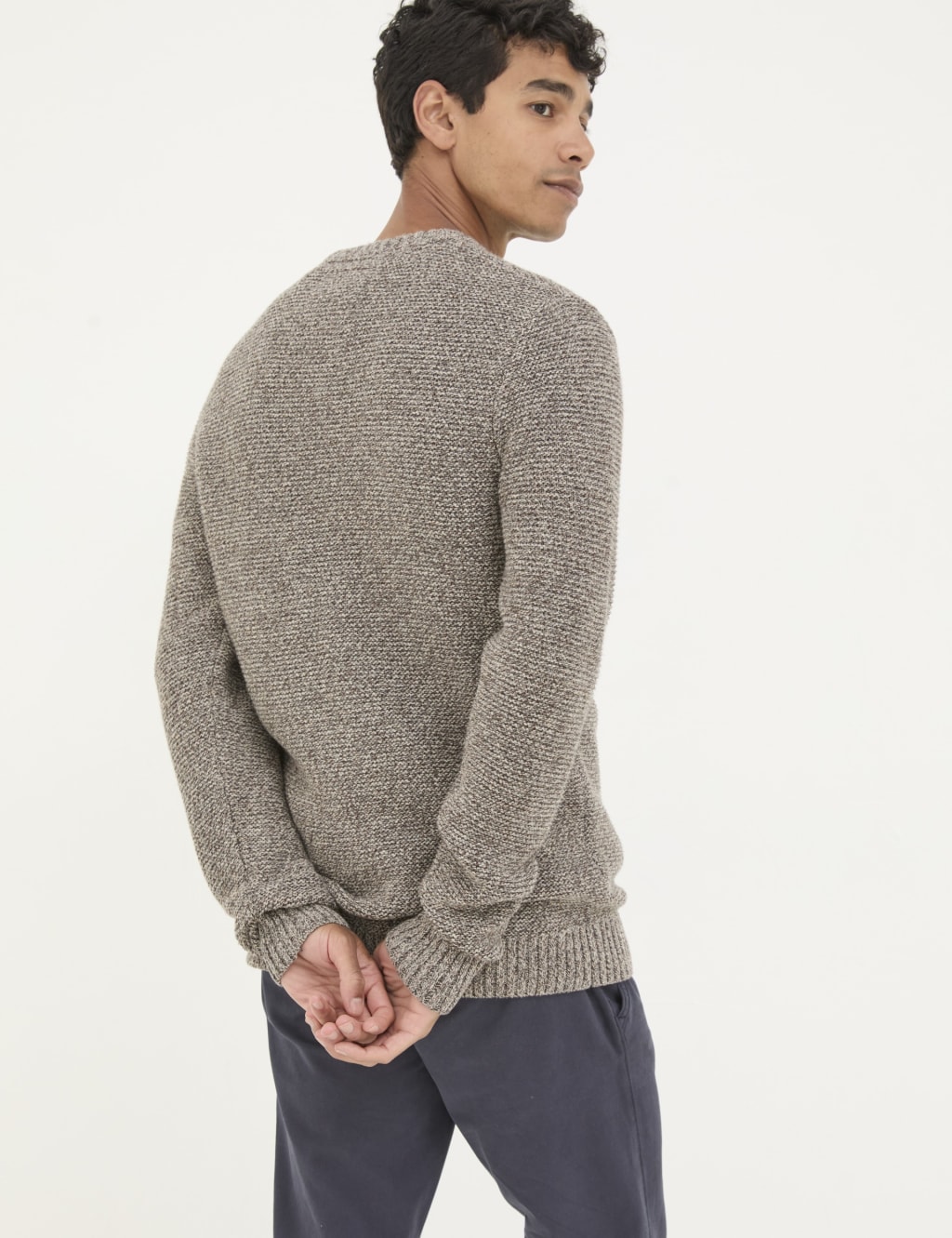Cotton Rich Crew Neck Jumper with Wool 3 of 4