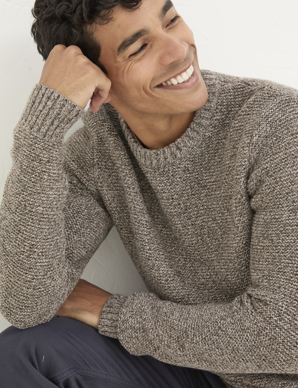 Cotton Rich Crew Neck Jumper with Wool 4 of 4
