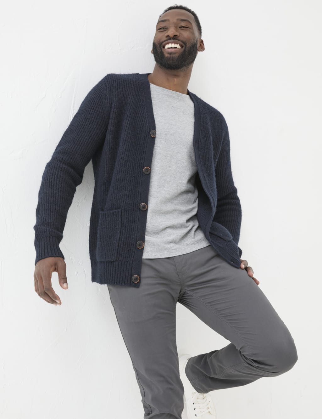 Textured V Neck Cardigan