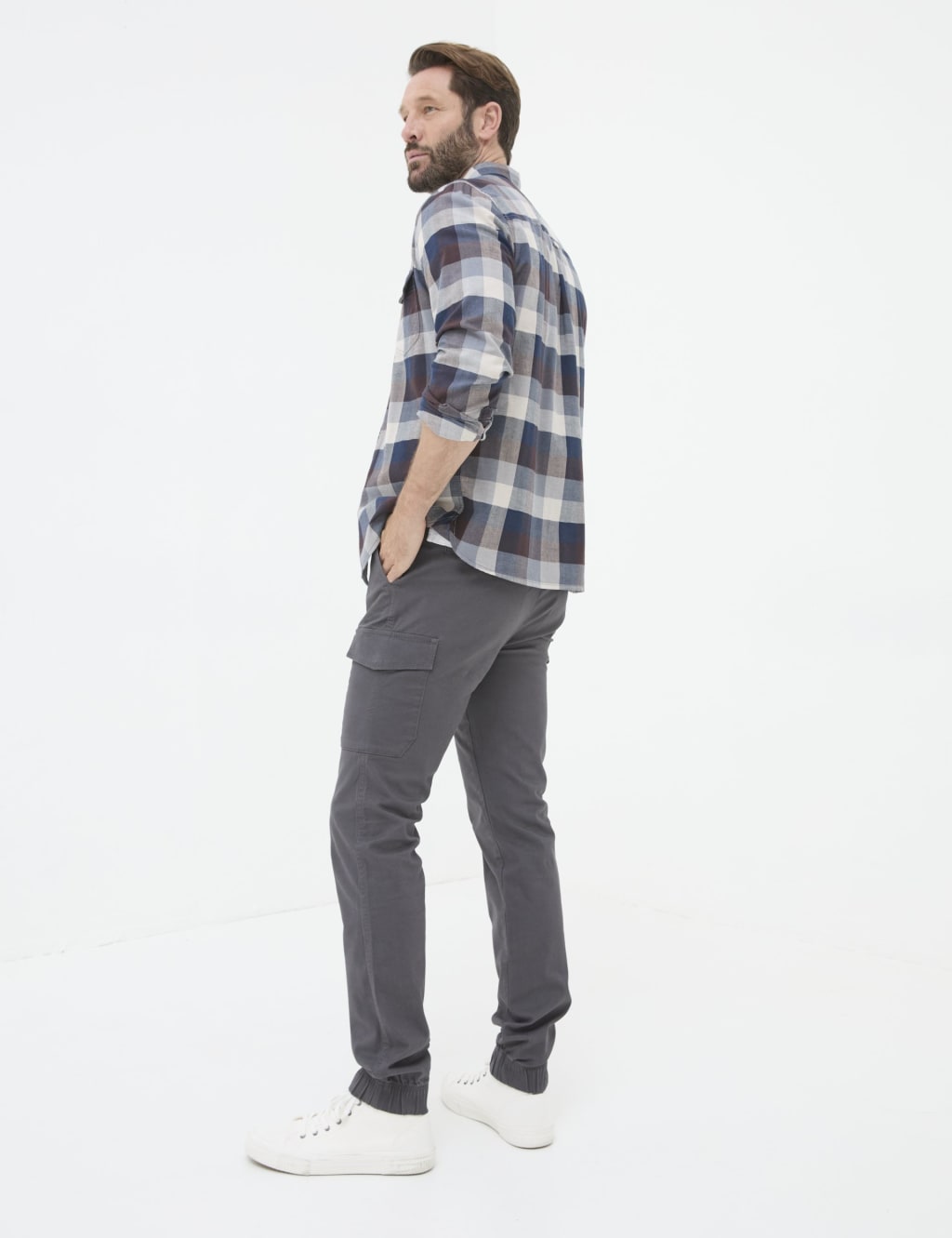 Tapered Fit Pure Cotton Cuffed Cargo Trousers 4 of 6