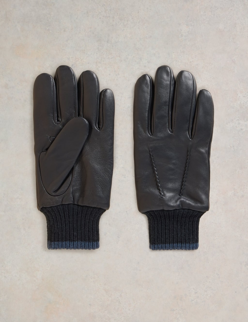 Leather Ribbed Cuff Gloves White Stuff M S
