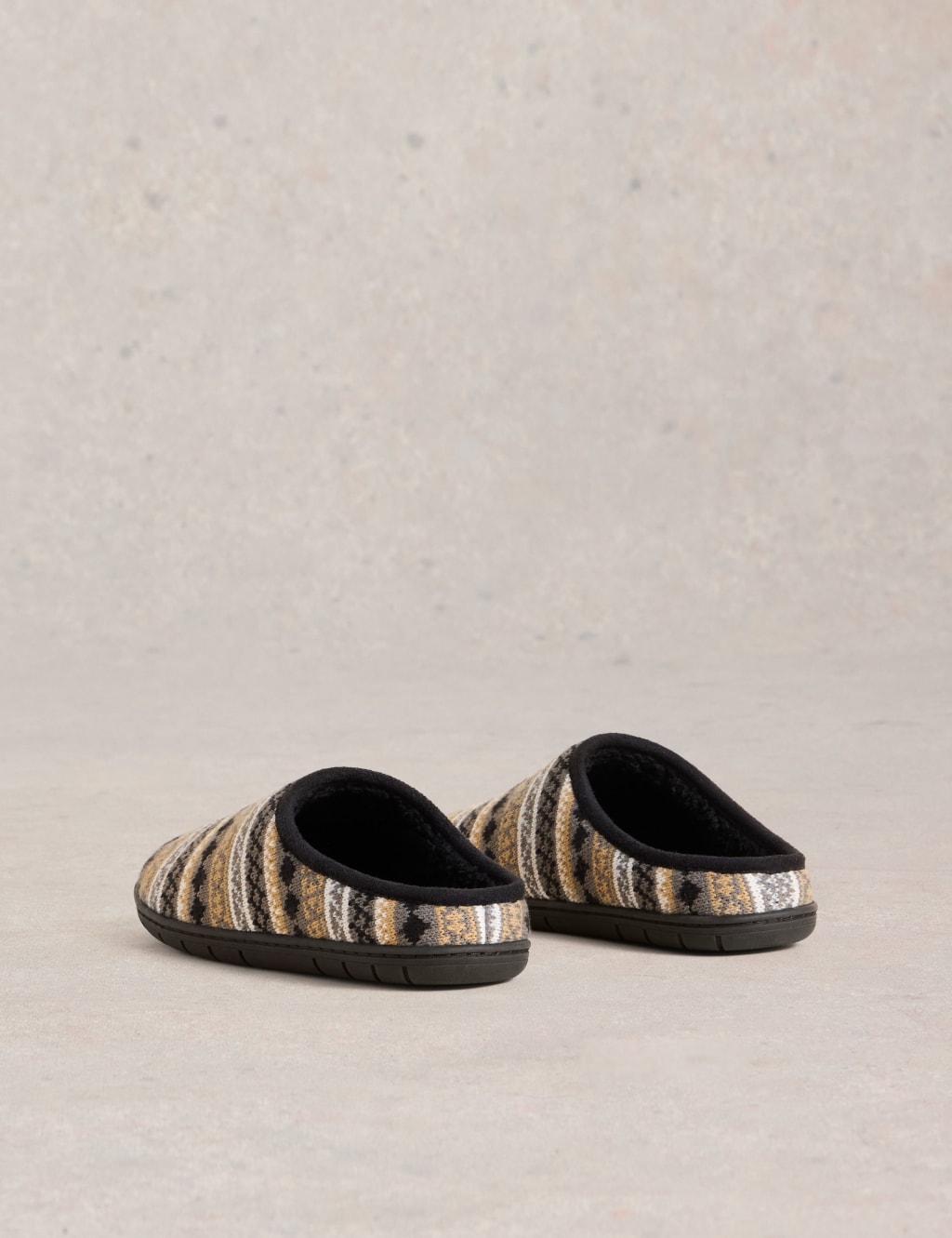 Fair Isle Faux Fur Lined Mule Slippers 3 of 4