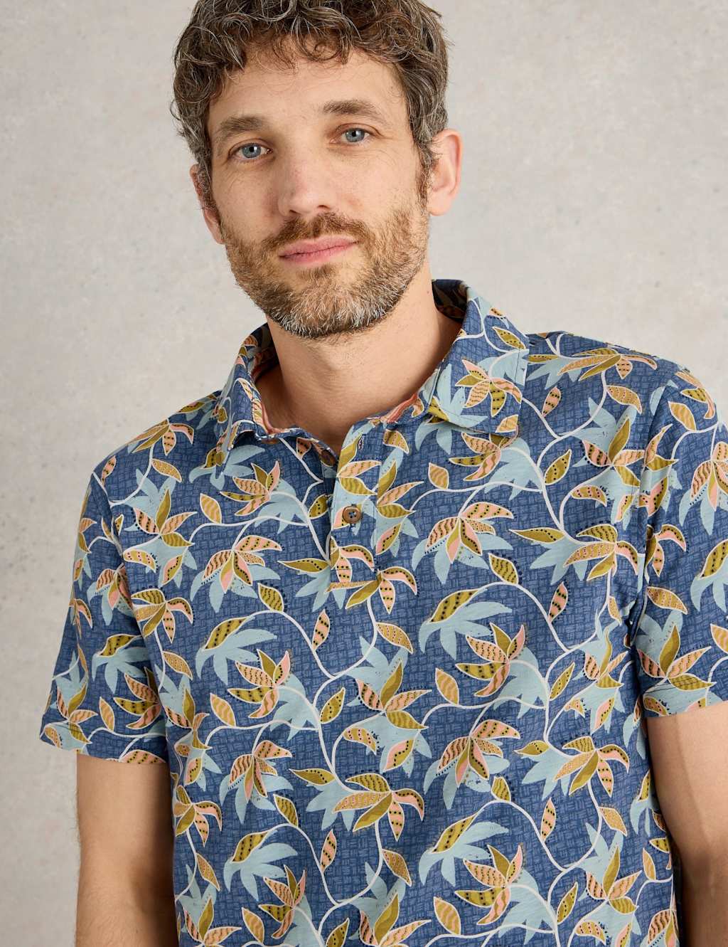Pure Cotton Bamboo Leaf Printed Polo Shirt 5 of 6