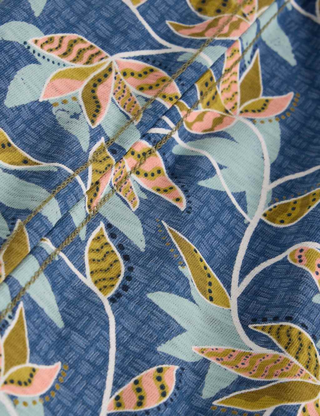 Pure Cotton Bamboo Leaf Printed Polo Shirt 6 of 6