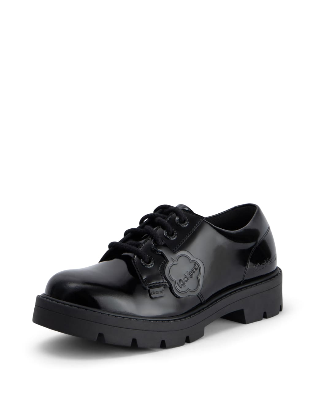 Leather Lace Up Block Heel Court Shoes Kickers M S