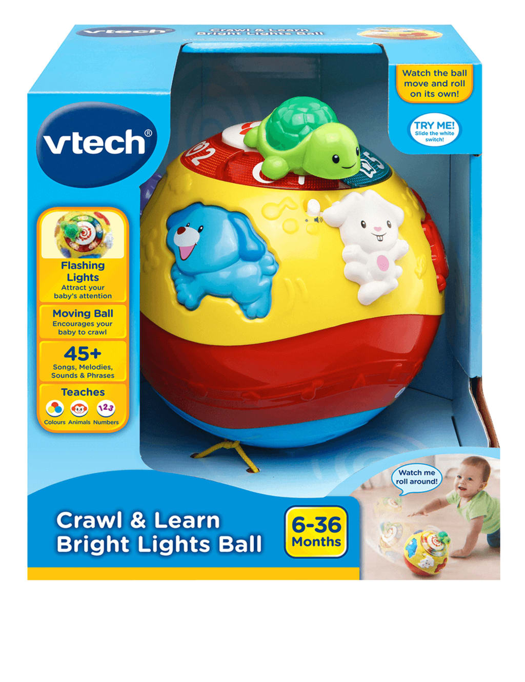Crawl & Learn Flashing Lights Ball (6-36 Mths) | Vtech | M&S