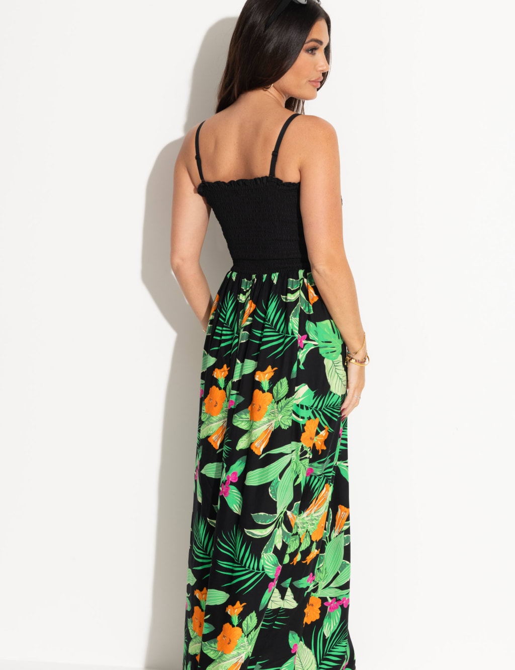 Floral Square Neck Maxi Shirred Beach Dress 5 of 5