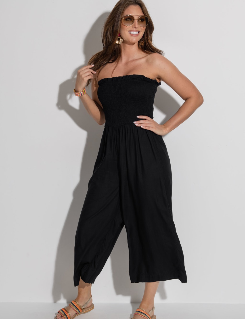 Shirred Cropped Jumpsuit Pour Moi M S