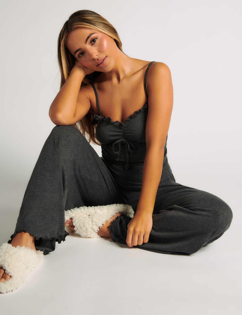 Frill Ribbed Pyjama Set 4 of 4