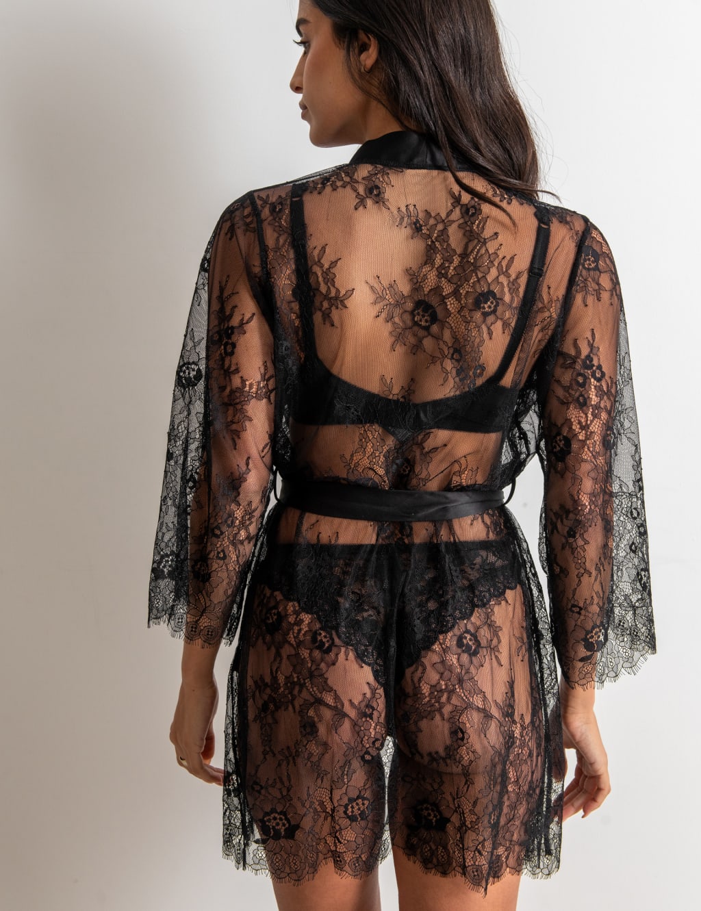 For Your Eyes Only Floral Lace Short Robe 3 of 5