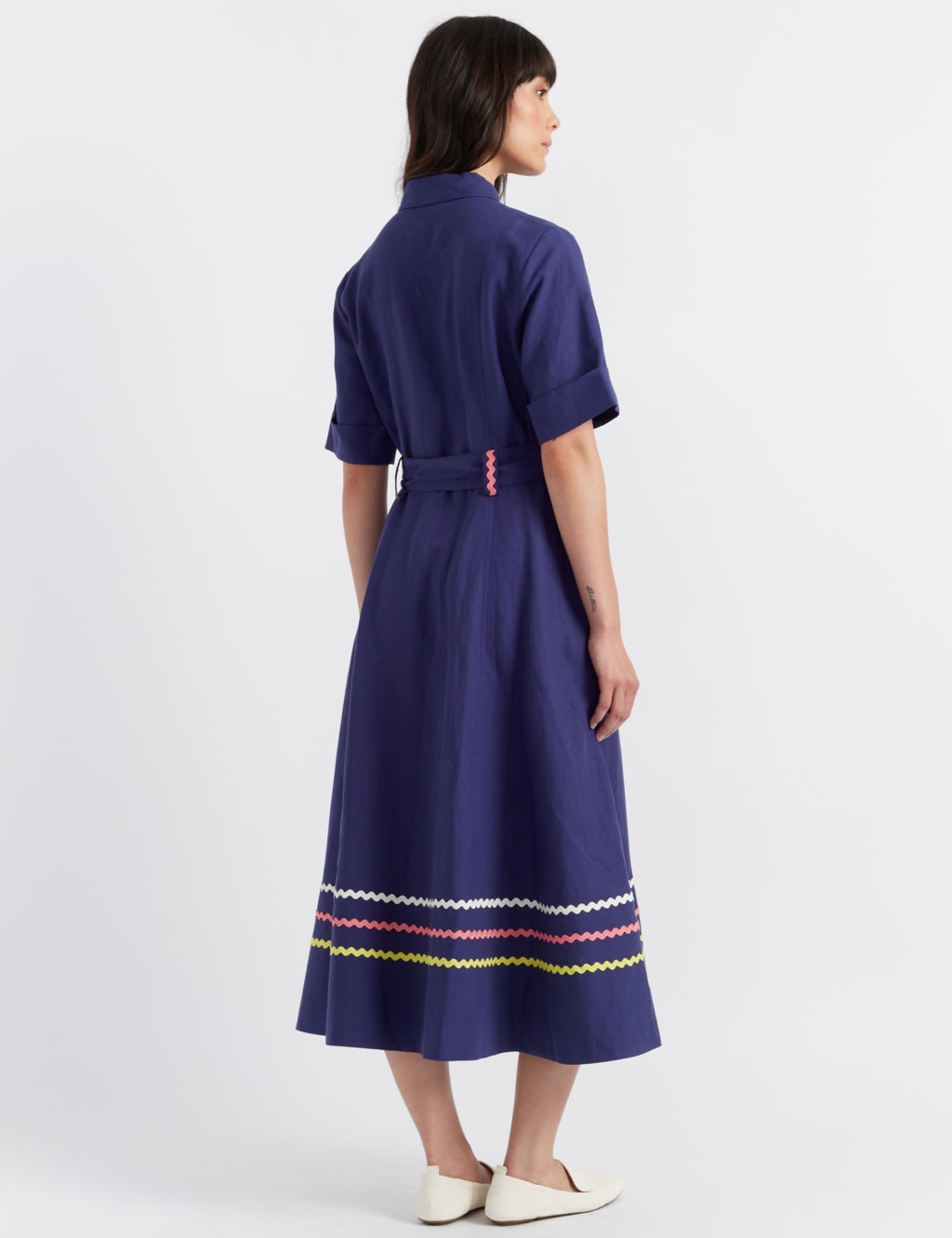 Linen Blend Belted Midaxi Shirt Dress 3 of 3