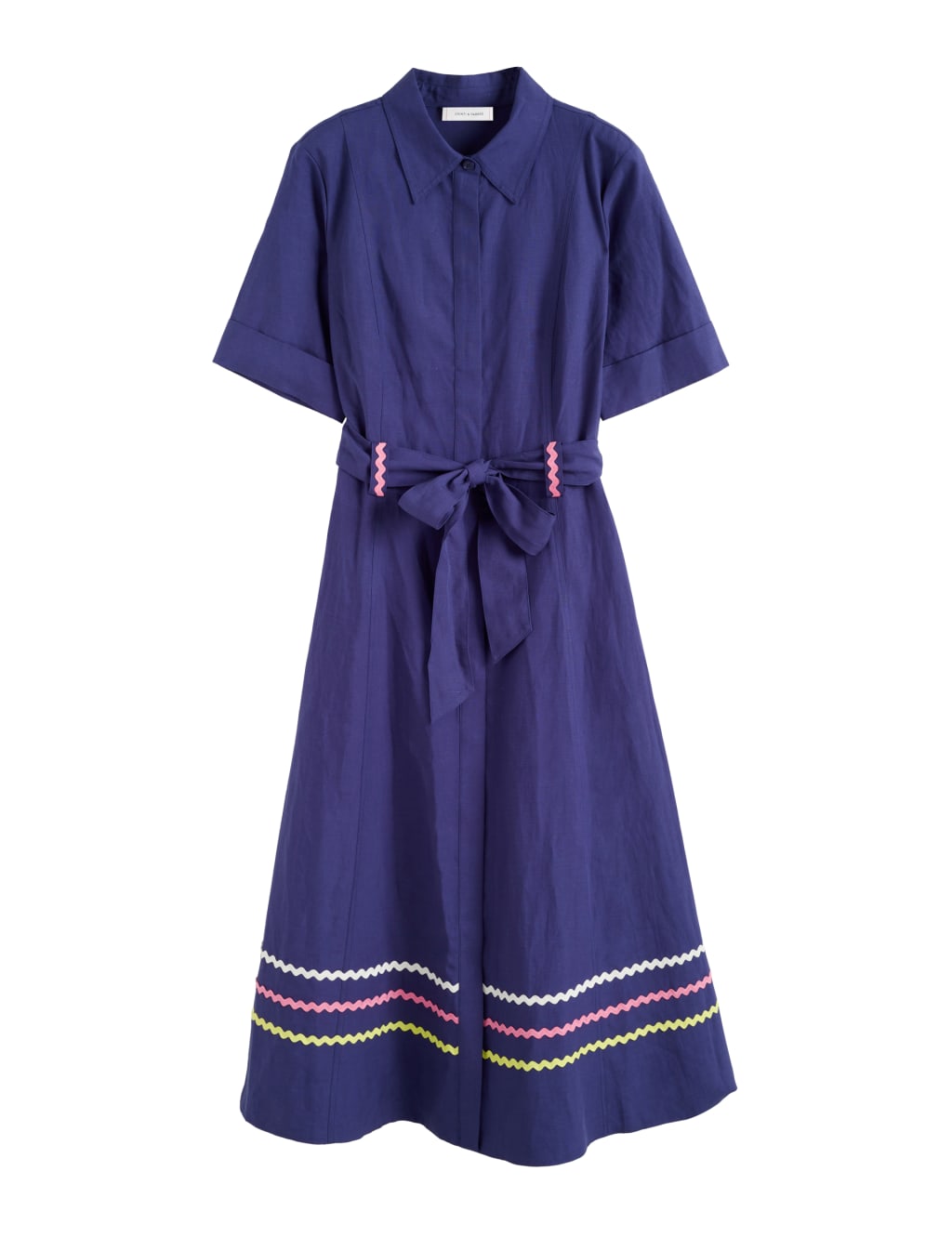 Linen Blend Belted Midaxi Shirt Dress 2 of 3