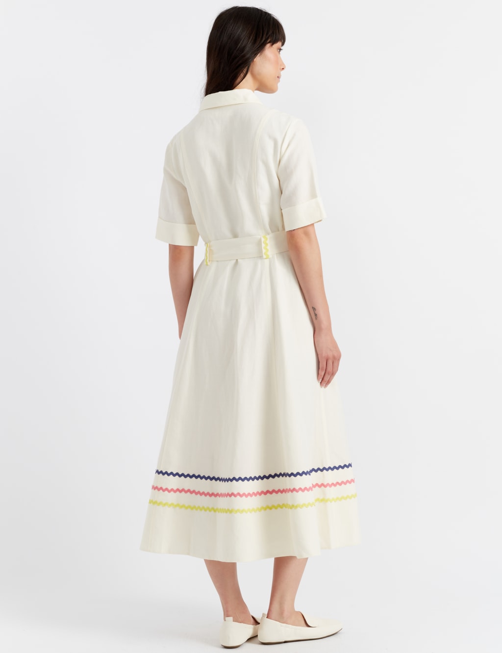 Linen Blend Belted Midaxi Shirt Dress 3 of 3