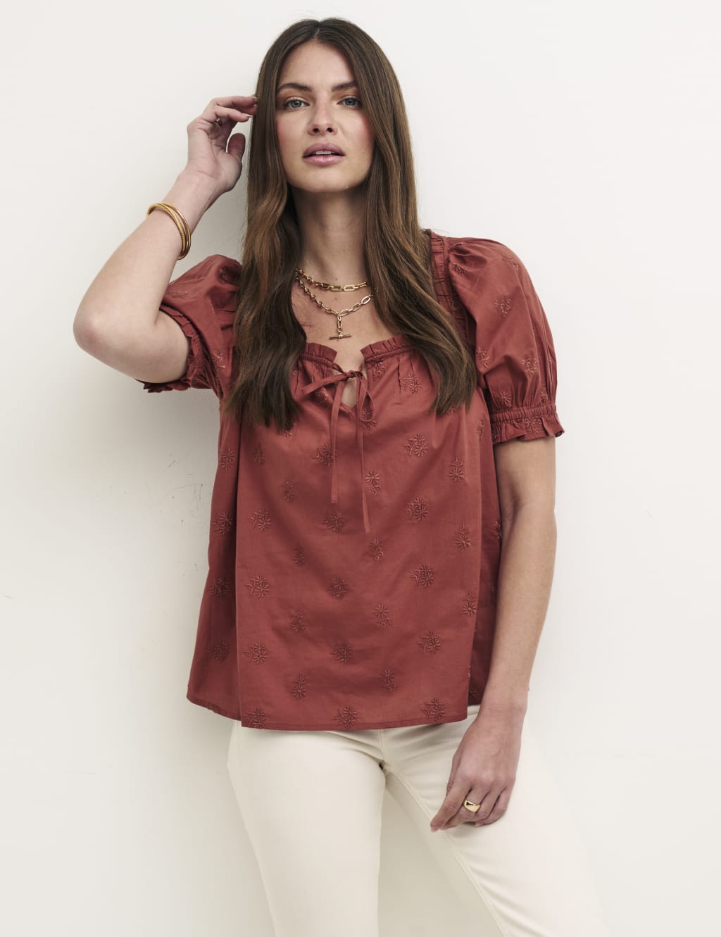Organic Cotton Embroidered Relaxed Top 1 of 4