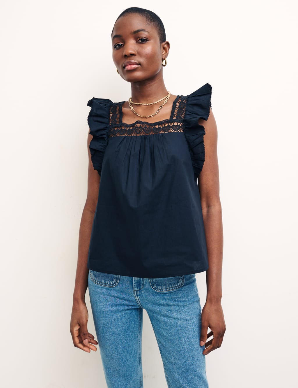 Square neck ruffle top top