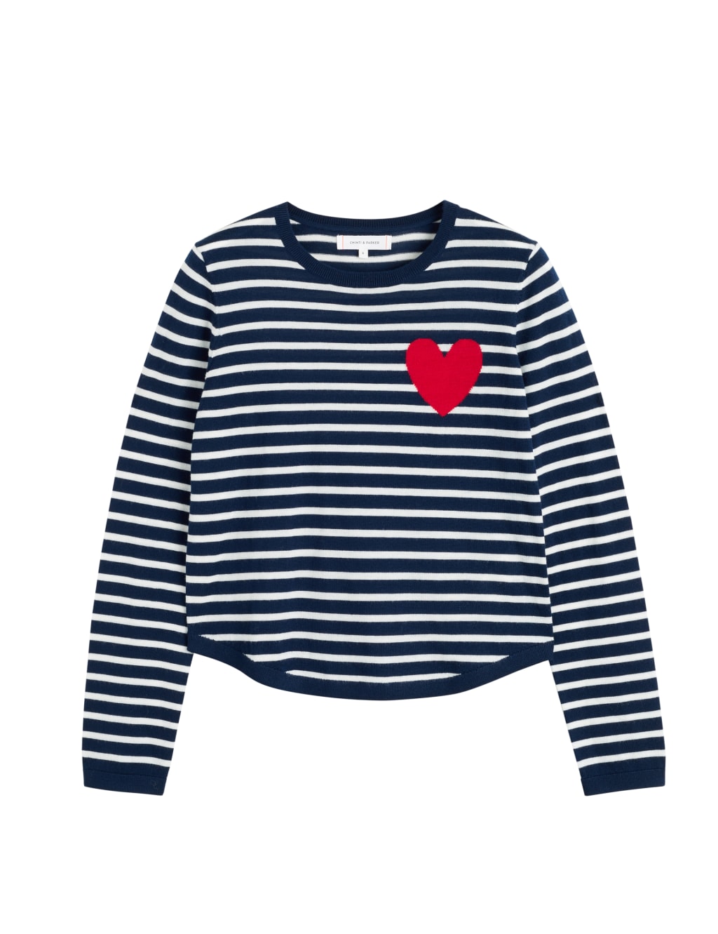 Pure Merino Wool Striped Heart Knitted Top 2 of 3