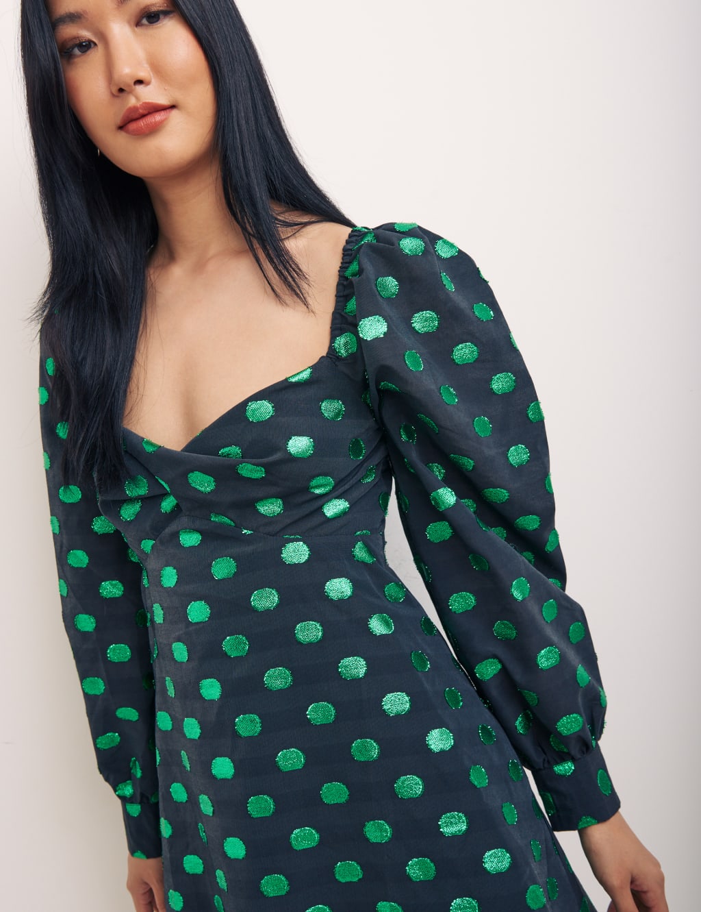Cotton Blend Polka Dot Mini Smock Dress 3 of 5
