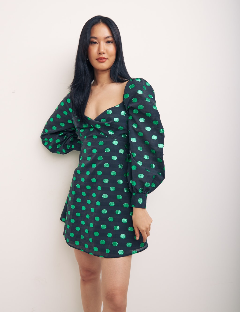 Cotton Blend Polka Dot Mini Smock Dress 5 of 5