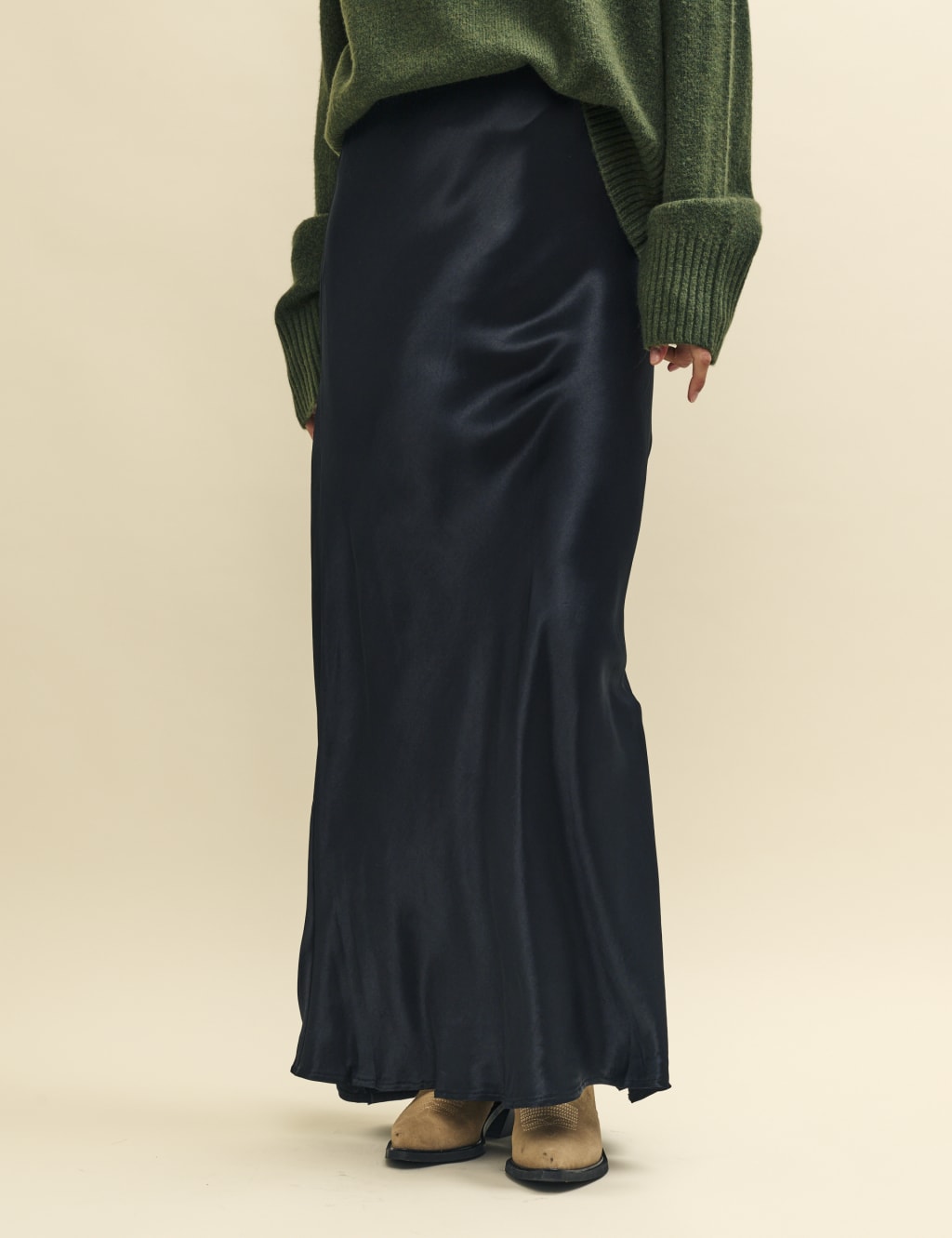 Midi slip skirt black shop