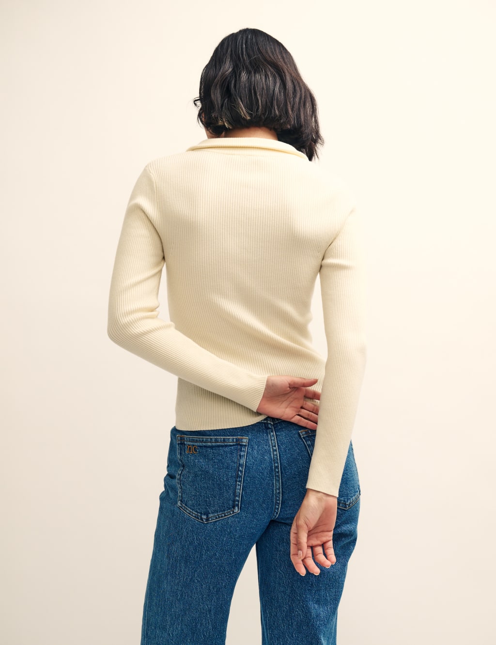 Ribbed Funnel Neck Knitted Top 3 of 4