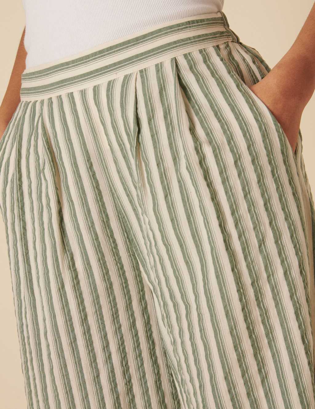 Pure Cotton Striped Wide Leg Trousers 4 of 5