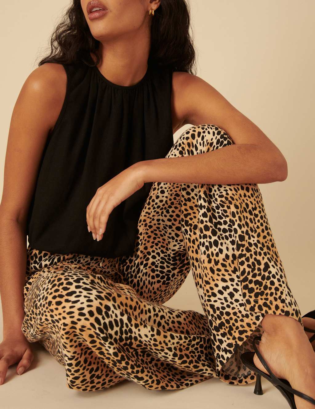 Linen Rich Leopard Print Relaxed Trousers 4 of 4