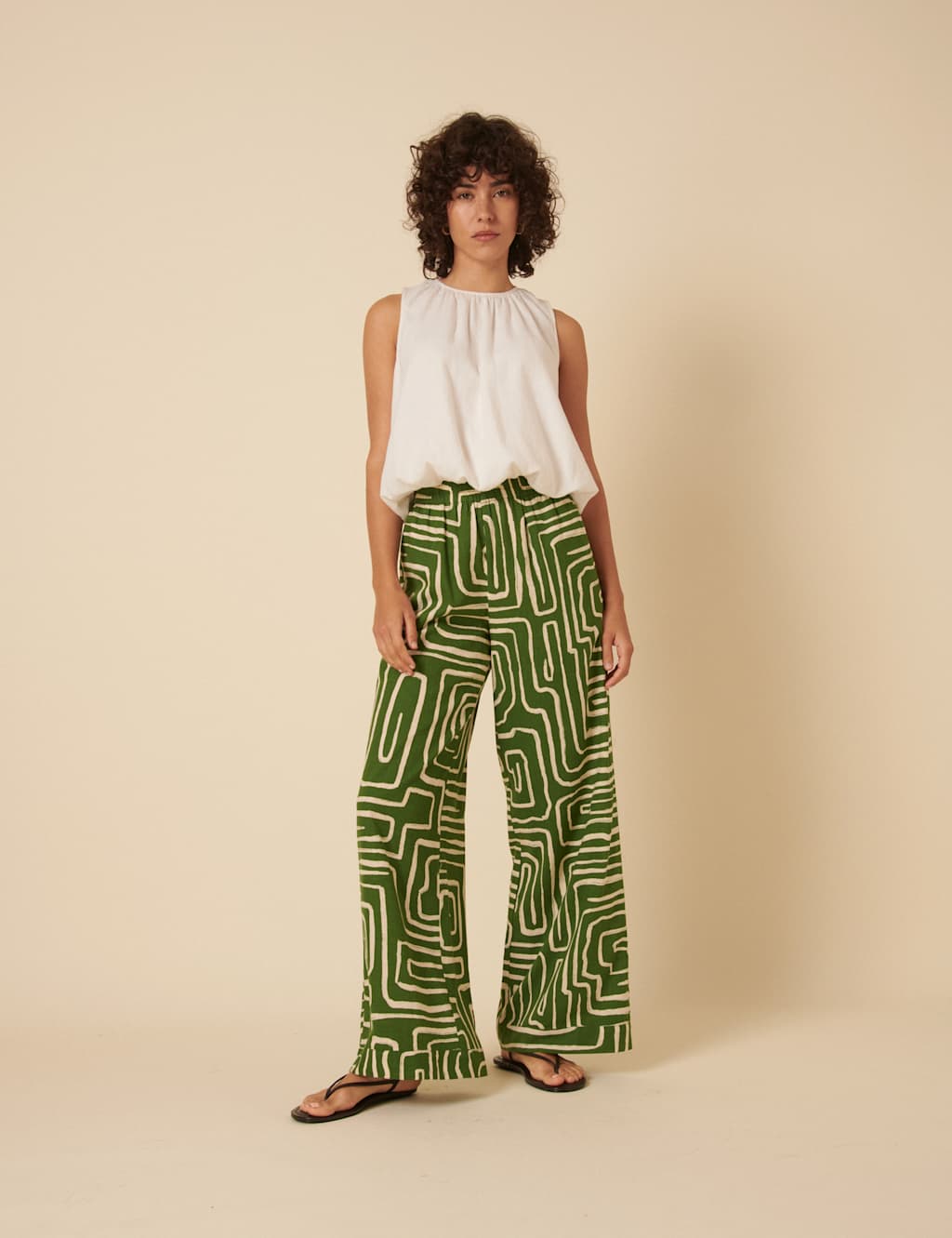 Lyocell Rich Geometric Elasticated Waist Trousers 2 of 4