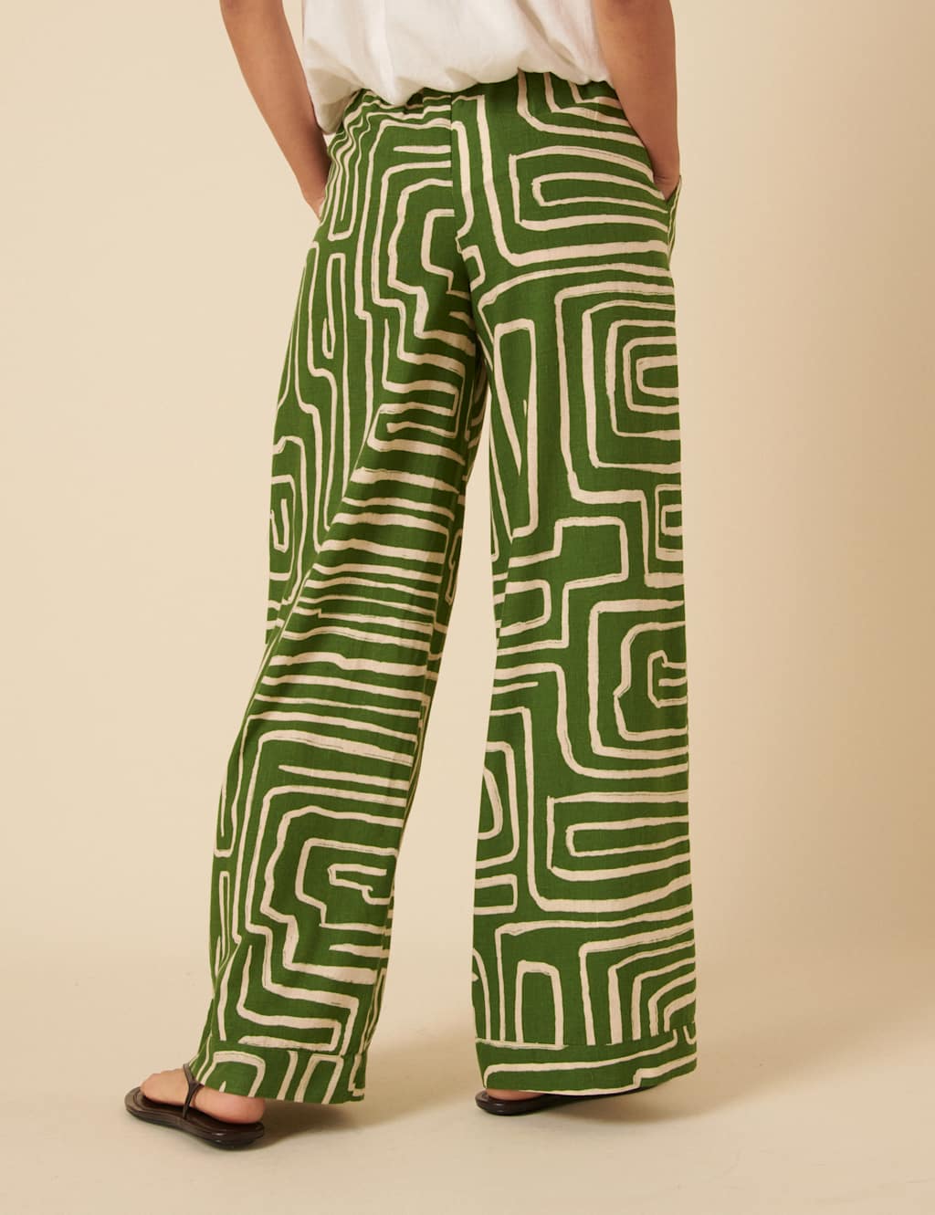 Lyocell Rich Geometric Elasticated Waist Trousers 3 of 4