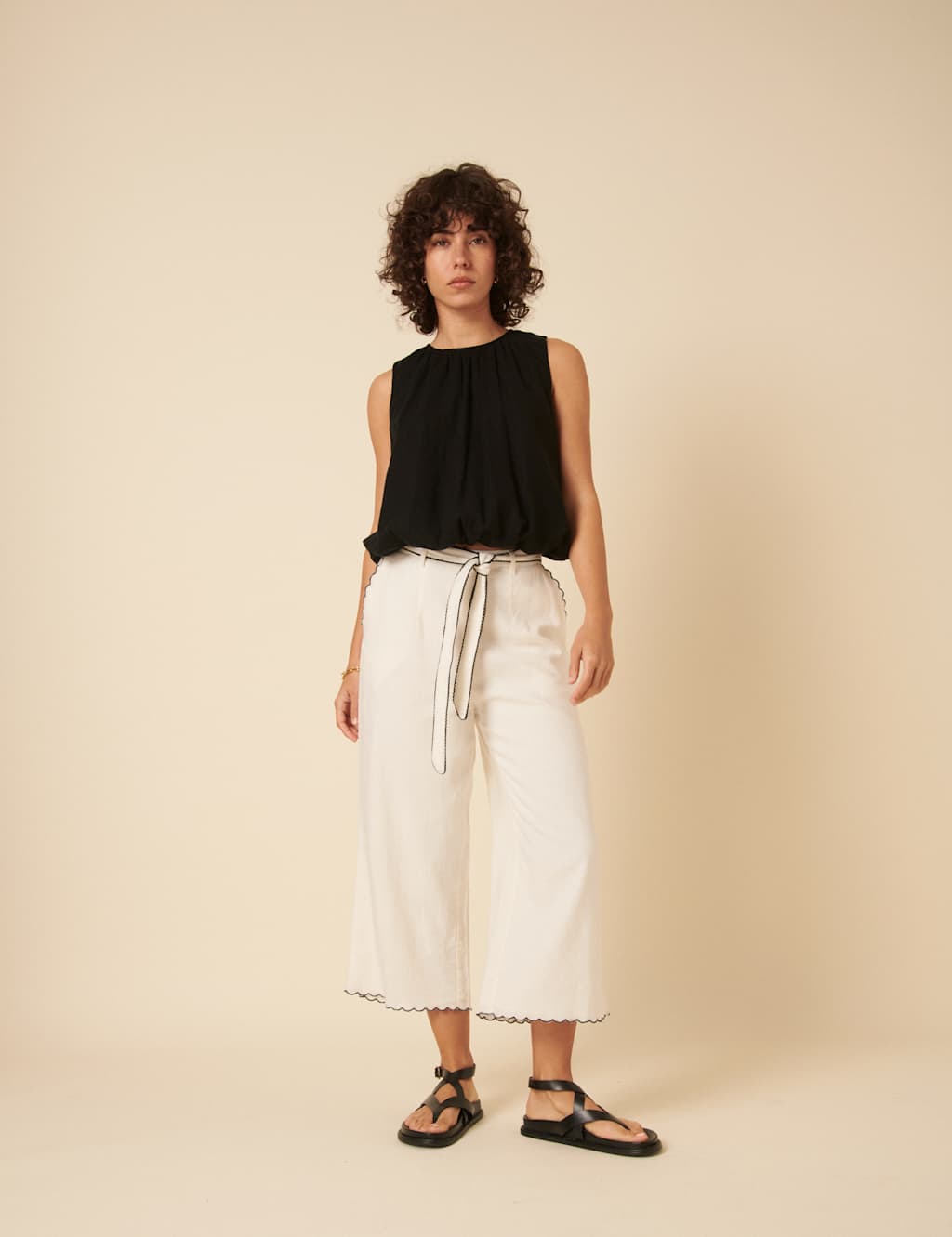 Linen Rich Cropped Wide Leg Trousers 5 of 5